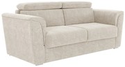 Kanapa 3-osobowa rozkładana typu express z beżową tapicerką - Miejsce do spania z szerokimi listewkami 140 cm - Materac 18 cm - RIZORA