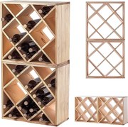 KADAX Regał na wino Loreo kratka drewniany jasny brąz 2szt