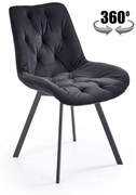 Krzesło tapicerowane K519 VELVET czarne obracane HALMAR