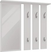 Wieszak Opal | Biały |  85x15x82 cm | Lustro z Półką i Wieszakami
