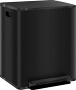 HOMCOM Kosz na śmieci z 2 komorami 25L, Pokrywa Soft-Close, Odporny na Odciski, Stal Nierdzewna, Czarny