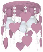 Lampa Sufitowa CORAZON VIOLET 3xE27, serduszka, cyrkonie, fioletowa
