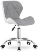 Pikowany szaro-biały obrotowy fotel do biurka F7-T64