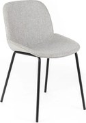 Zestaw 4 krzeseł do jadalni "Sami" w jasnoszarym materiale z eleganckimi, nowoczesnymi, malowanymi metalowymi nogami
