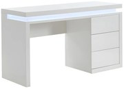 Biurko EMERSON – 3 szuflady – MDF lakierowany w kolorze białym – oświetlenie LED