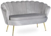 Szara welurowa sofa muszelka glamour R0-D56