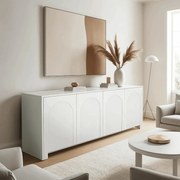 Komoda do Salonu Sypialni ANSA 204 cm Biała Czterodrzwiowa Nowoczesna