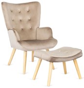 Beżowy fotel wypoczynkowy z podnóżkiem R0-M02