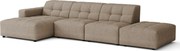 Narożnik z pufą lewostronny Bergamo B  – tkanina Raven 30 beżowa, 341×166×70 cm