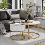 Zestaw stolików kawowych  biały marmur 70x70x48 madrid