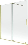 Mexen Velar parawan nawannowy 2-skrzydłowy rozsuwany 150 x 150 cm, transparent, złoty szczotkowany - 896-150-000-01-55