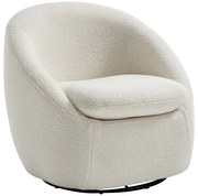 Fotel obrotowy z białej tkaniny z bukli  NETALIO