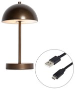 Zewnętrzna lampa stołowa ciemny brąz ładowalna z LED z 3-stopniowym ściemnianiem - Keira