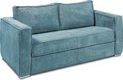 Kanapa 4-osobowa rozkładana typu express z z turkusowego weluru sztruksowego z siedziskiem z pianki z pamięcią kształtu - Powierzchnia spania 160 cm - Materac 14 cm LORETO