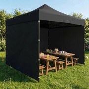 Pawilon ogrodowy eventowy FGA1, 3x3 m, automatyczny ze ściankami - namiot zamykany, czarny