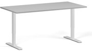 Biurko z regulacją wysokości, 160x80 cm, 1 silnik, biała podstawa, szary