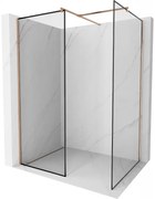 Mexen Kioto ścianka prysznicowa Walk-in 70 x 70 cm, czarna ramka, miedź szczotkowana - 800-070-202-65-70-070