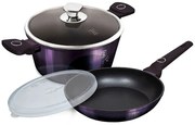 Fioletowy garnek i patelnia z pokrywką E1-B83