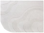 Dywan z wypukłym wzorem i zaokrąglonym rogiem ręcznie tuftowany 100% wełny - 200 x 290 - Kość słoniowa - VELORIA