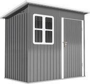 Outsunny Domek Ogrodowy ze Stalową Konstrukcją, z Oknem i Zamkiem, do Ogrodu i Tarasu, 221Dł x 133Szer x 190Wys cm, Szary