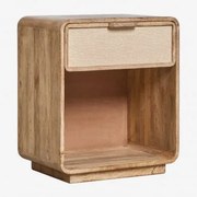 Stolik Nocny Prostokątny 40x30 Cm Z Drewna Mango, Mdf I Juty Abrams Drewno Mango - Sklum