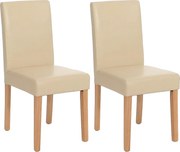 Zestaw 2 krzeseł do jadalni Littau ze sztucznej skóry, imitacja skóry, kremowy, jasne nogi