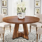 Okrągły stół jadalny do kuchni, jadalni, salonu, 120 cm, 4 miejsca, rustykalny brąz (tylko stół)