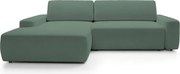 Narożnik BOULI Lewostronny z Elektryczną Regulacją wolnostojący tkanina Raven 77 Zielony DOMO HOME