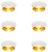 Zestaw 6 nowoczesnych reflektorów wpuszczanych biały ze złotym wnętrzem - Insta