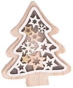 Drewniane drzewko z lampką LED Stellar, 13 x 15,5x 3 cm