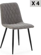 Zestaw 4 krzeseł Colummn Abril pokrytych szarym materiałem.