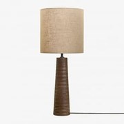 Lampa Stołowa Z Drewna Mango Malva ↑40 Cm & Jasny Piaskowy Brąz Ø30 Cm - ↑30 Cm Arlina - Sklum