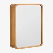 Szafka Ścienna Prostokątna 45x60 Cm Do Łazienki Z Drewna Tekowego Z Lustrem Ian Drewno Tekowe - Sklum