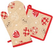 Home Elements Rękawica kuchenna z magnesem i podkładka Świąteczne serce, 18 x 32 cm, 20 x 20 cm