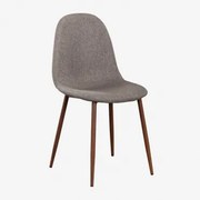 Krzesło Do Jadalni Tapicerowane Glamm Ciemne Drewno & Pościel Grey Taupe - Sklum