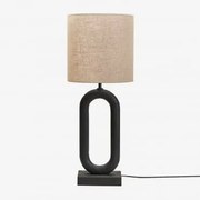 Lampa Stołowa Z Drewna Mango Tiberia Nizina Czarna & Jasny Piaskowy Brąz Ø30 Cm - ↑30 Cm Arlina - Sklum