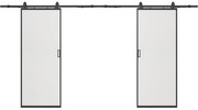 Drzwi przesuwne naścienne podwójne - aluminium i matowe szkło hartowane - 2 x wys. 205 x szer. 73 cm - LINCI II