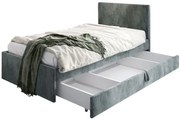 Szare tapicerowane łóżko z pojemnikiem P7-P17