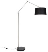 Nowoczesna lampa podłogowa stalowa z abażurem z czarnego lnu 45 cm - Editor Nowoczesny Oswietlenie wewnetrzne