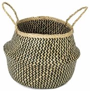 Compactor Pleciony koszyk do przechowywania z trawy morskiej Belly, 35 x 32 cm, czarny, M