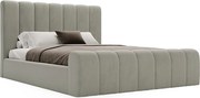 Emporius Valetta łóżko tapicerowane 160x200 - wyoski przód, pojemnik, tkanina aksamitna - łóżko sypialniane w nowoczesnym stylu - jasny szary (Amor Velvet 4318)