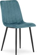 Aksamitne krzesło LAVA PETROL BLUE w kolorze nafty z czarnymi nogami