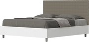 Łóżko wyposażone w stelaż z listwami z pojemnikiem 160x190 konstrukcja Frassino biała zagłówek sztucznej skóry cappuccino Burmy