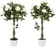 Outsunny Sztuczny krzew, Sztuczna roślina w doniczce cementowej, sztuczna roślina