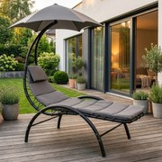 Leżak Ogrodowy z Parasolem CARPA Szary