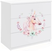 Biała komoda dla dzieci z koniem L6-K73