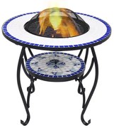 Okrągłe biało-niebieskie palenisko do ogrodu N6-S34