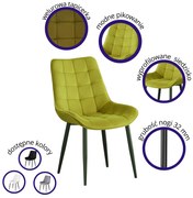 Krzesło Tapicerowane Oliwka Welur Pikowane MALMO
