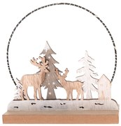 Drewniana dekoracja świąteczna z lampką LED Deerforest, 16 x 16 x 6 cm