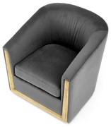 ENRICO fotel wypoczynkowy, popielaty, tkanina velvet, klasyczny,